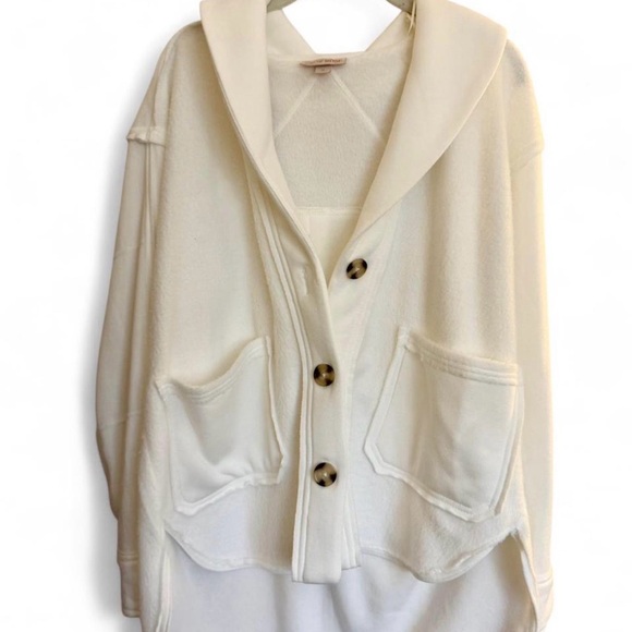 Knox Rose Jackets & Blazers - White Button-Up Cardigan w/ Hood